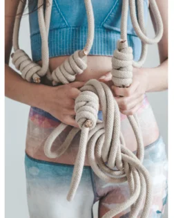 Set of Iyengar yoga wall ropes including long and short pairs for a complete rope wall setup.